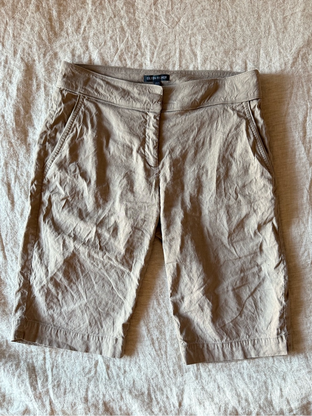Eileen Fisher Tan Linen Shorts